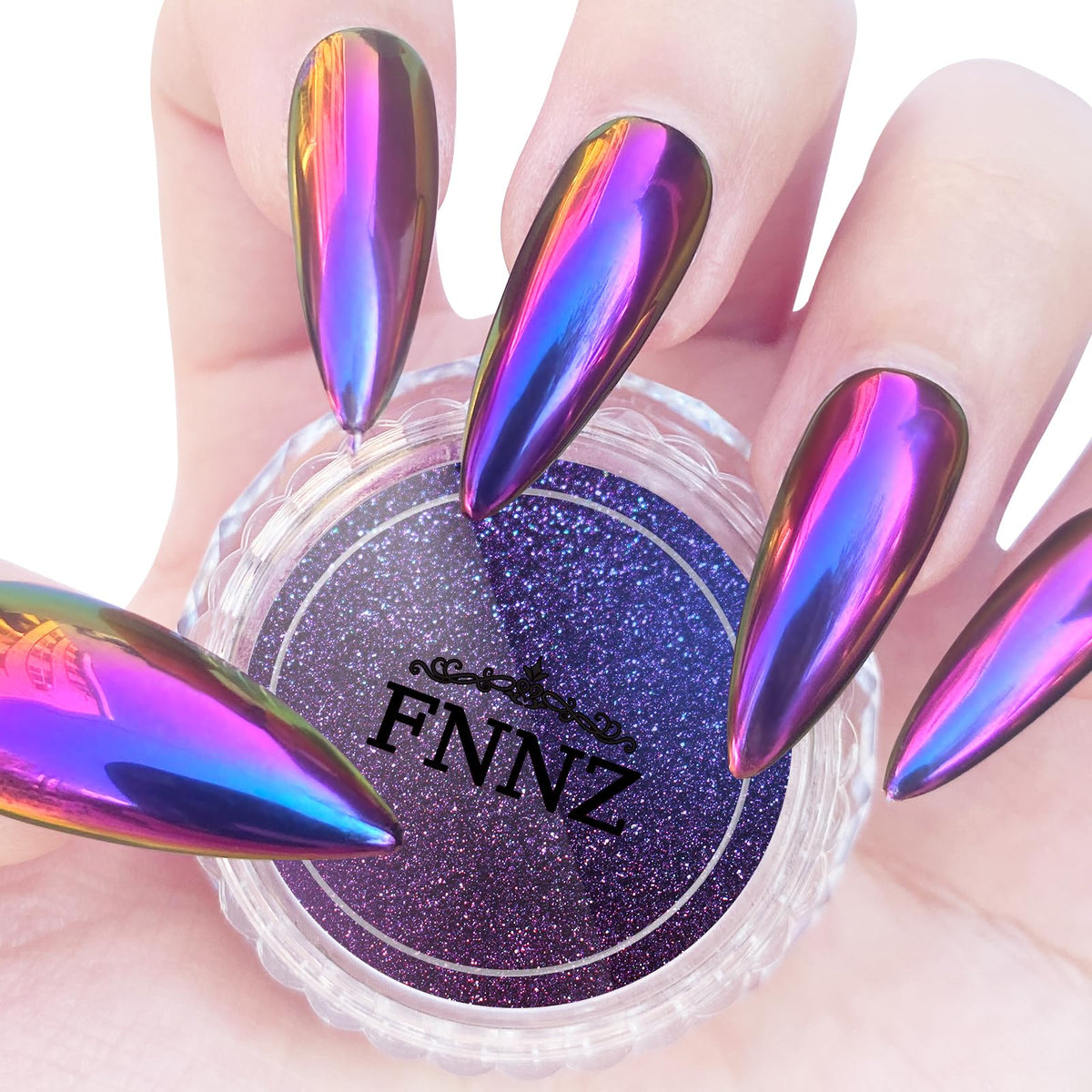 FNNZ front packaging showing brand and vibrant chameleon effect for bold finishes