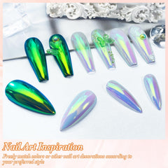 FNNZ manicure before and after showing dramatic chrome transformation for salon-quality nails