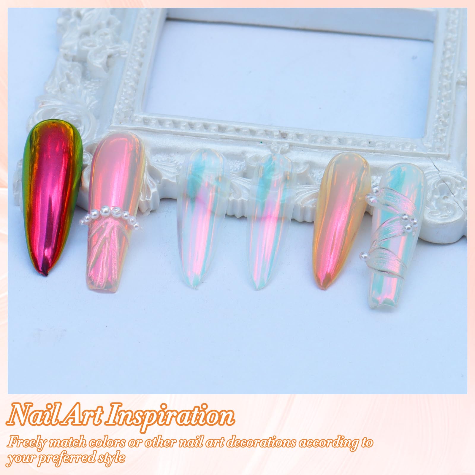 FNNZ Pink Sunset before and after nails showing dramatic chrome shine benefit