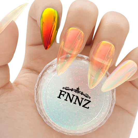 FNNZ front packaging showing unicorn chrome powder vibrant aurora effect