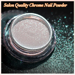 FNNZ aurora chrome on black nail showing intense mirror contrast