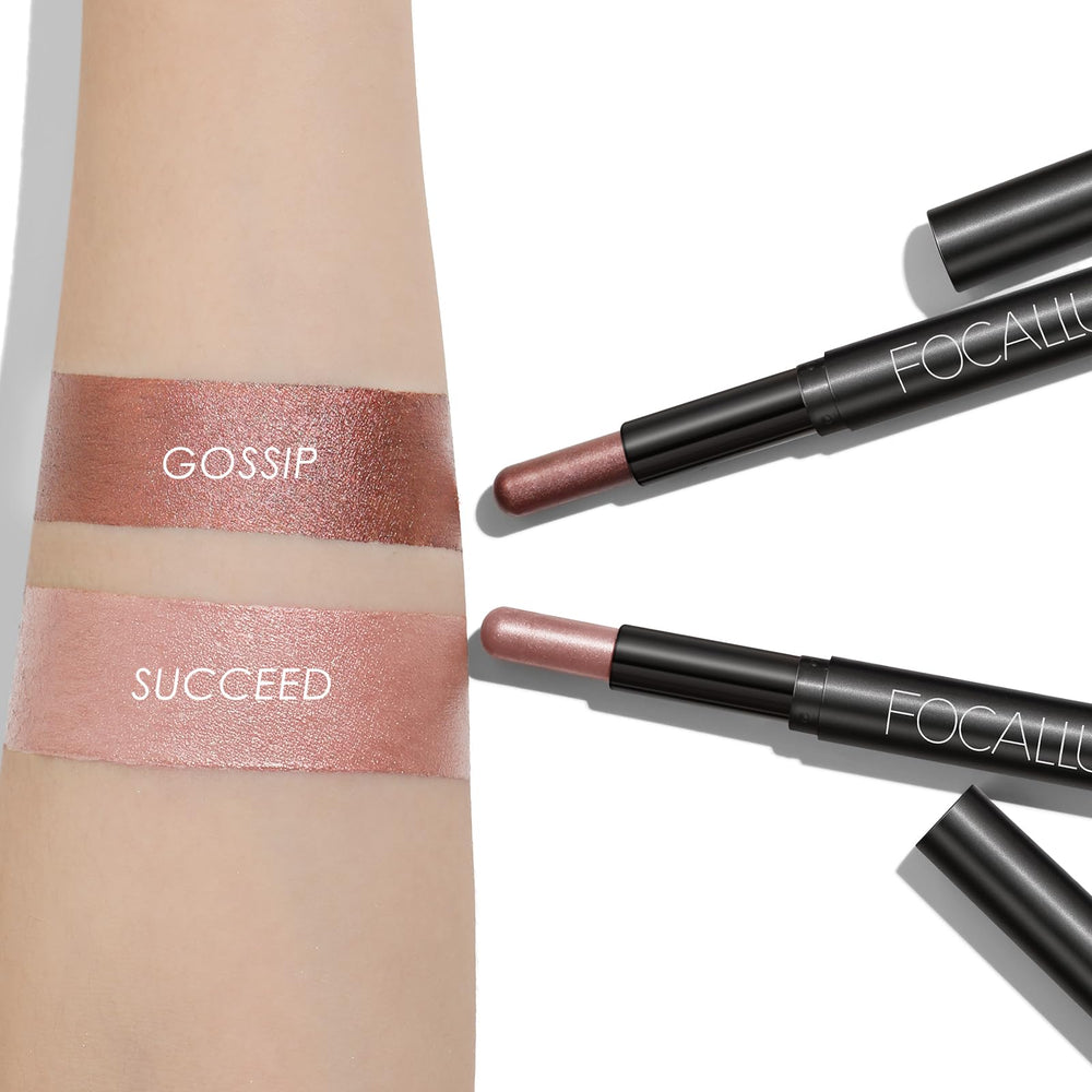 FOCALLURE model applying stick on upper lid showcasing quick on-the-go use