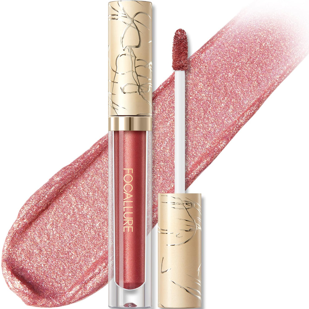 FOCALLURE metallic liquid lipstick front packaging showing shade and benefits