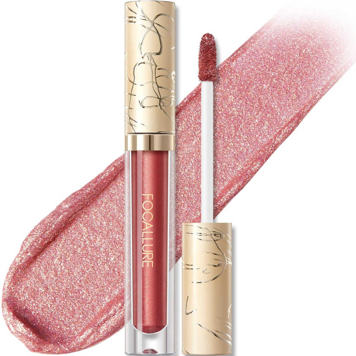 FOCALLURE metallic liquid lipstick front packaging showing shade and benefits