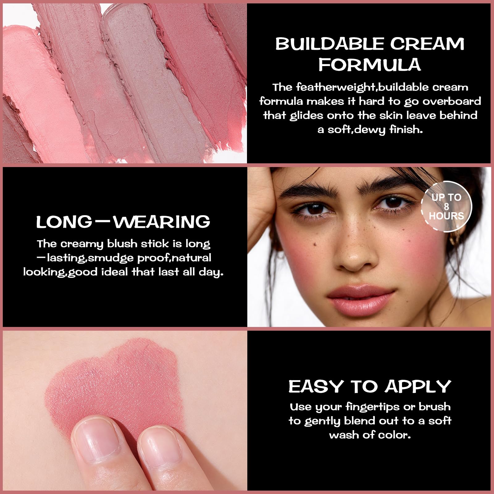 FOCALLURE blending demo with fingertips showing quick on-the-go application benefit