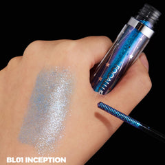 FOCALLURE blue shimmer gel swatch showing fine texture and buildable sparkle benefit