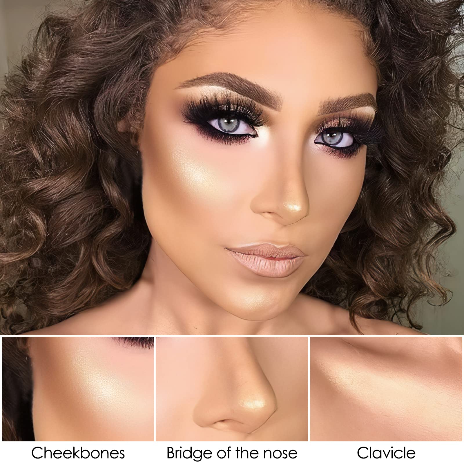 FOCALLURE bronzer applied on cheek demonstrating natural sculpting benefit