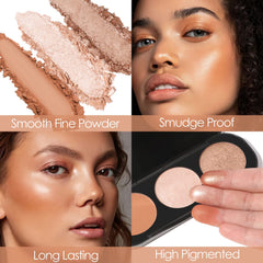 FOCALLURE brush swatch across pans showing true pigment payoff and blend