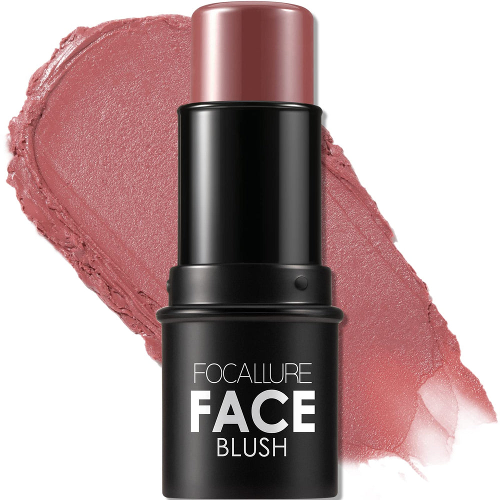 FOCALLURE cream blush stick front view showing compact applicator and color