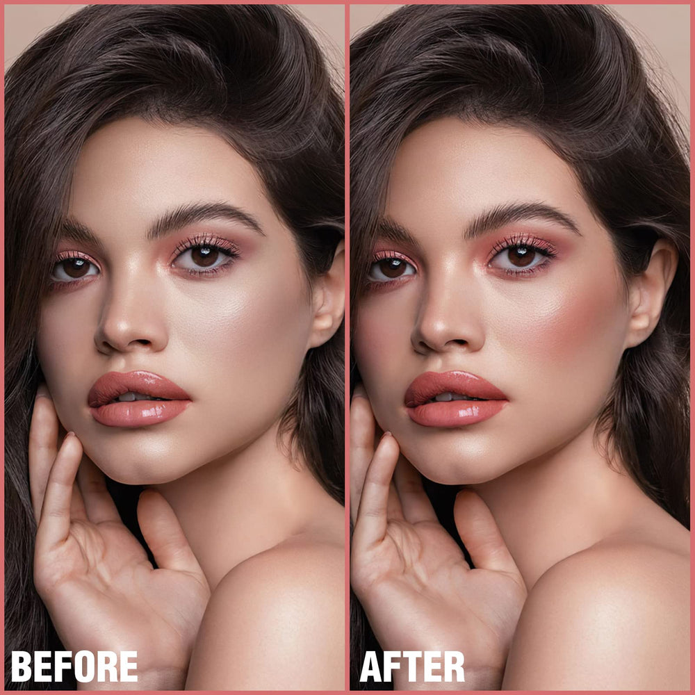 FOCALLURE blush stick held in hand to show compact travel-friendly size