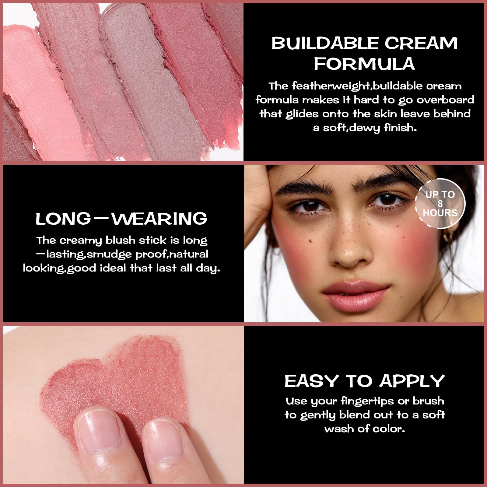 FOCALLURE swatches of Dark Rose on arm demonstrating buildable coverage