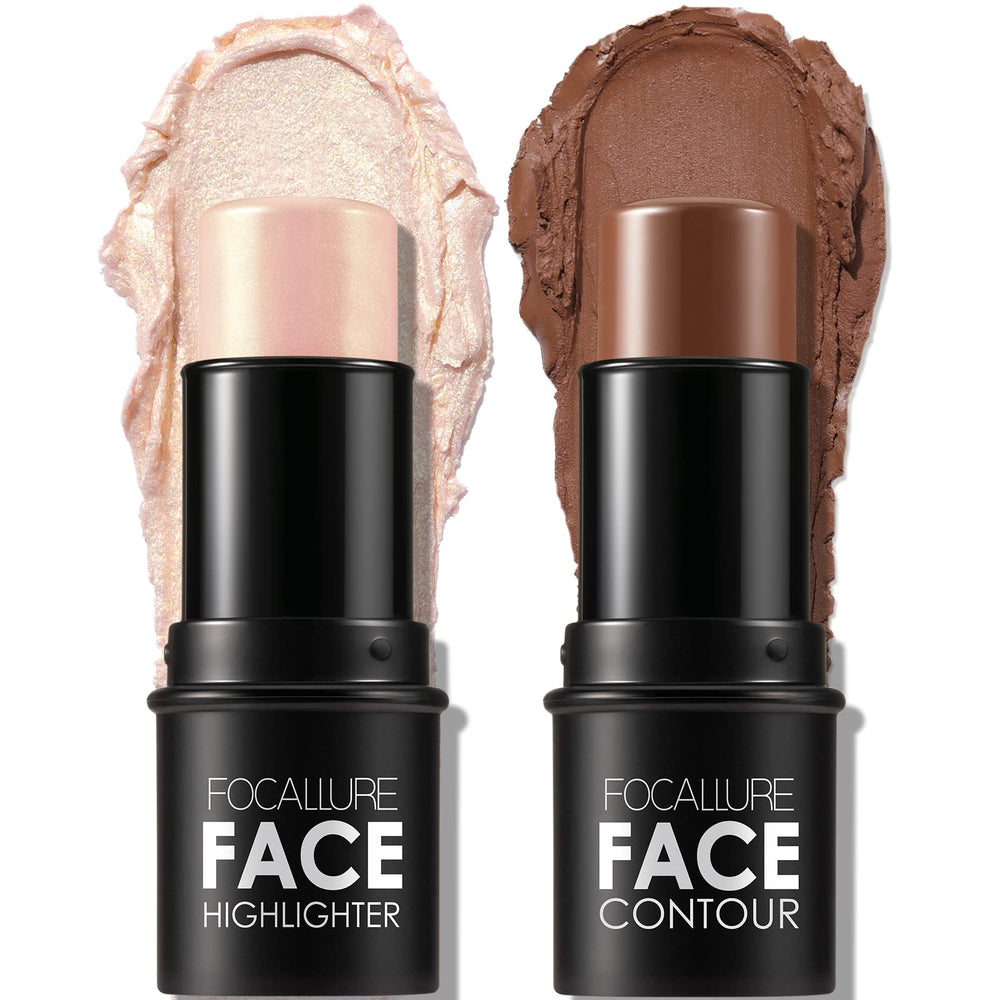 FOCALLURE front view of contour and highlight stick duo showing compact packaging and benefit