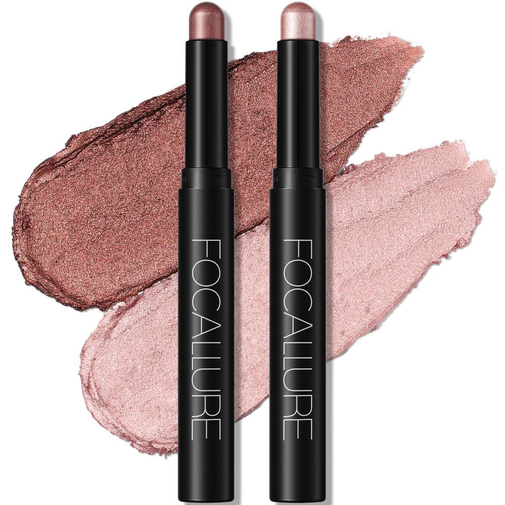 FOCALLURE front packaging showing two cream eyeshadow sticks and benefits