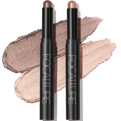 FOCALLURE front view of two cream eyeshadow sticks showing compact packaging and shade duo benefit