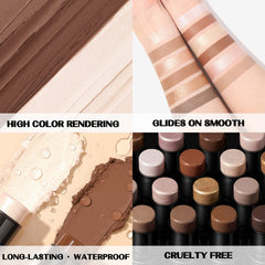 FOCALLURE highlighter swept on browbone showing luminous lift and radiance benefit