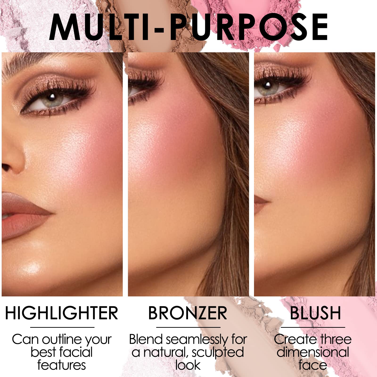 FOCALLURE highlighter swatched on arm to show luminous payoff and easy buildability