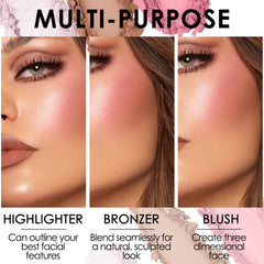 FOCALLURE highlighter swatched on arm to show luminous payoff and easy buildability