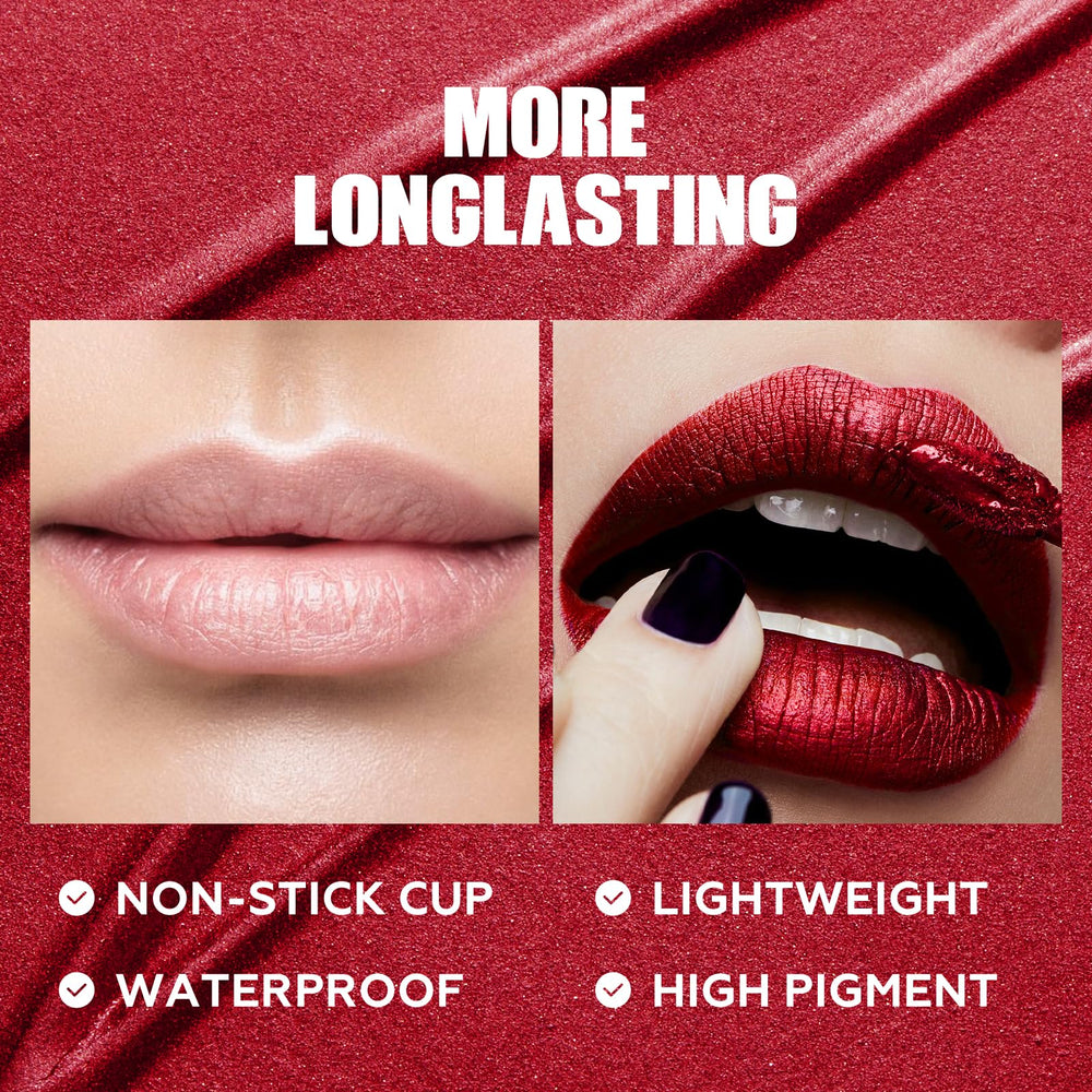 FOCALLURE on model lips demonstrating long-lasting, transfer-resistant shine