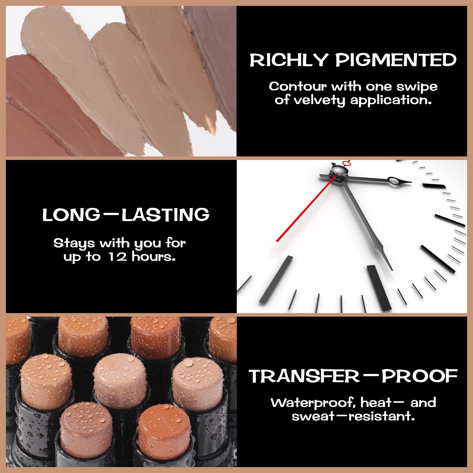 FOCALLURE MOCHA stick held in hand to show size and travel-ready convenience