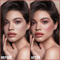 FOCALLURE blush stick applied on cheeks before blending for natural flush