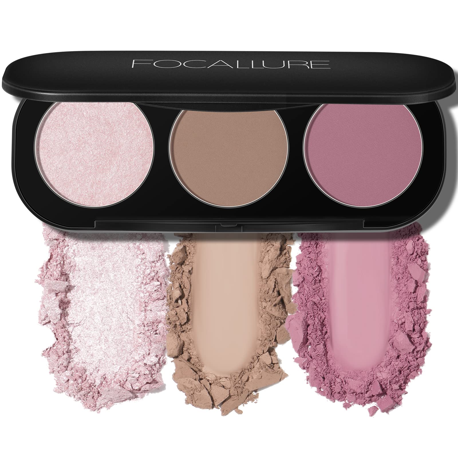 FOCALLURE palette front packaging showing trio layout and compact benefit