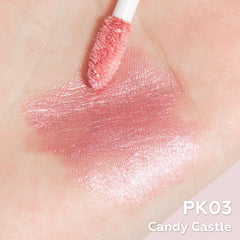 FOCALLURE PK03 lip swatch closeup revealing metallic finish and intense payoff
