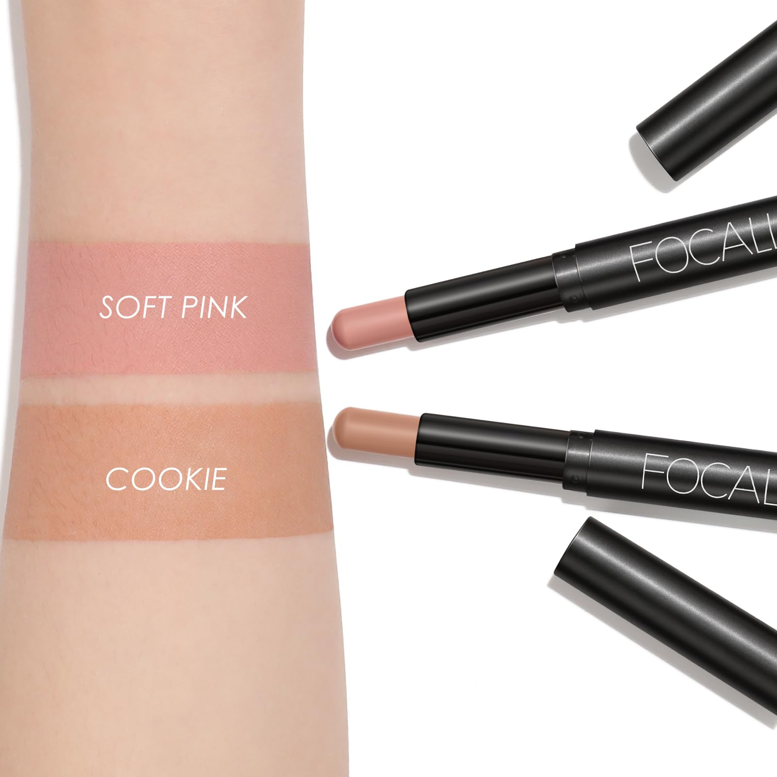FOCALLURE shadow applied on eyelid showing blended crease and long-wear definition for polished look