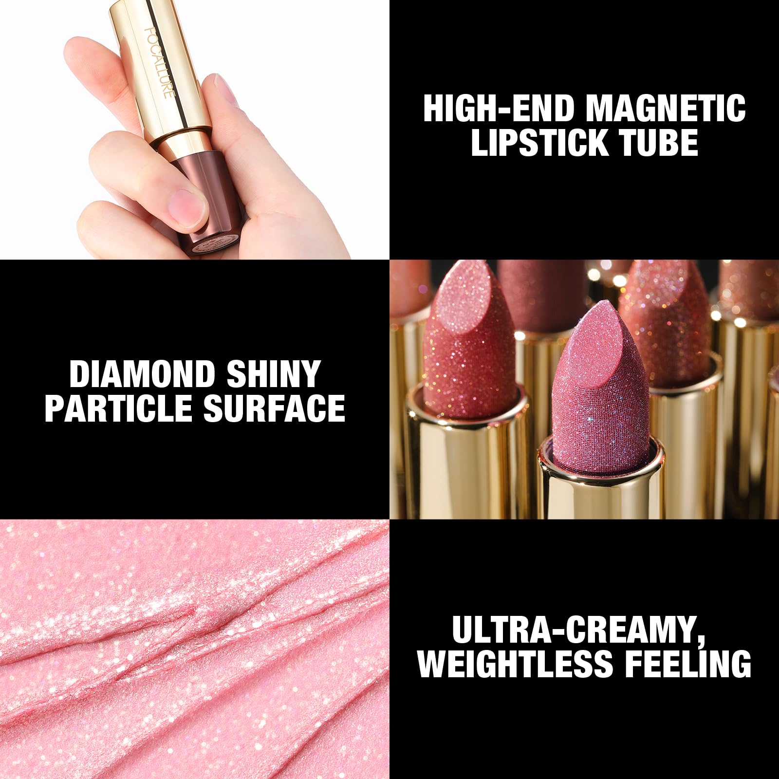 FOCALLURE lipstick beside coin showing compact size and travel-friendly convenience