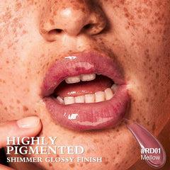 FOCALLURE lip swatch MELLOW demonstrating luminous plump look benefit