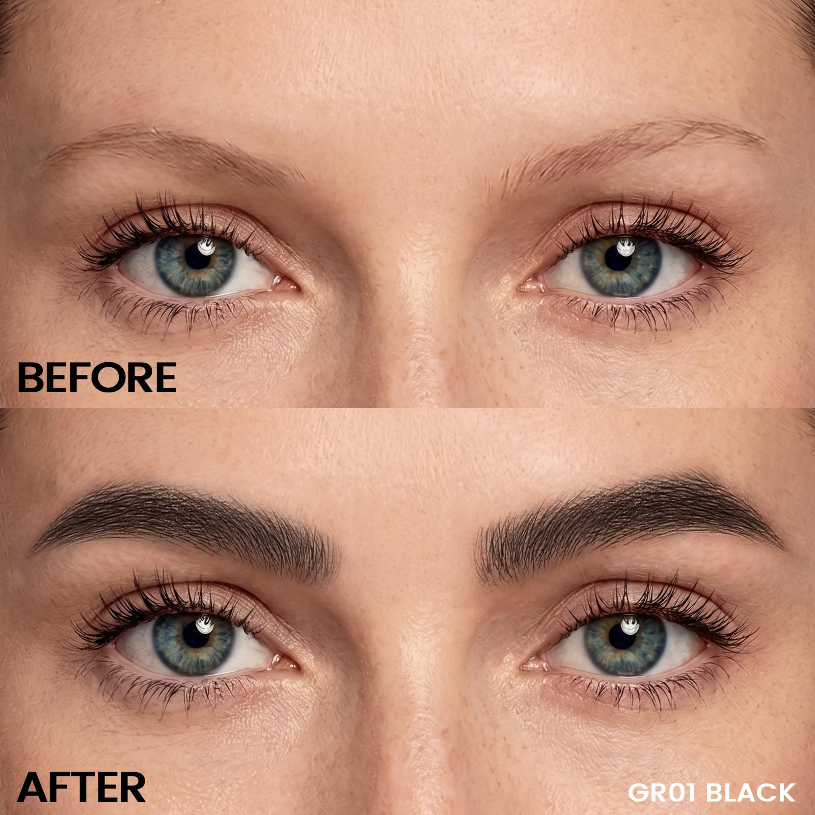 FOCALLURE drawn hairlike strokes on skin showing realistic, feathered brow effect