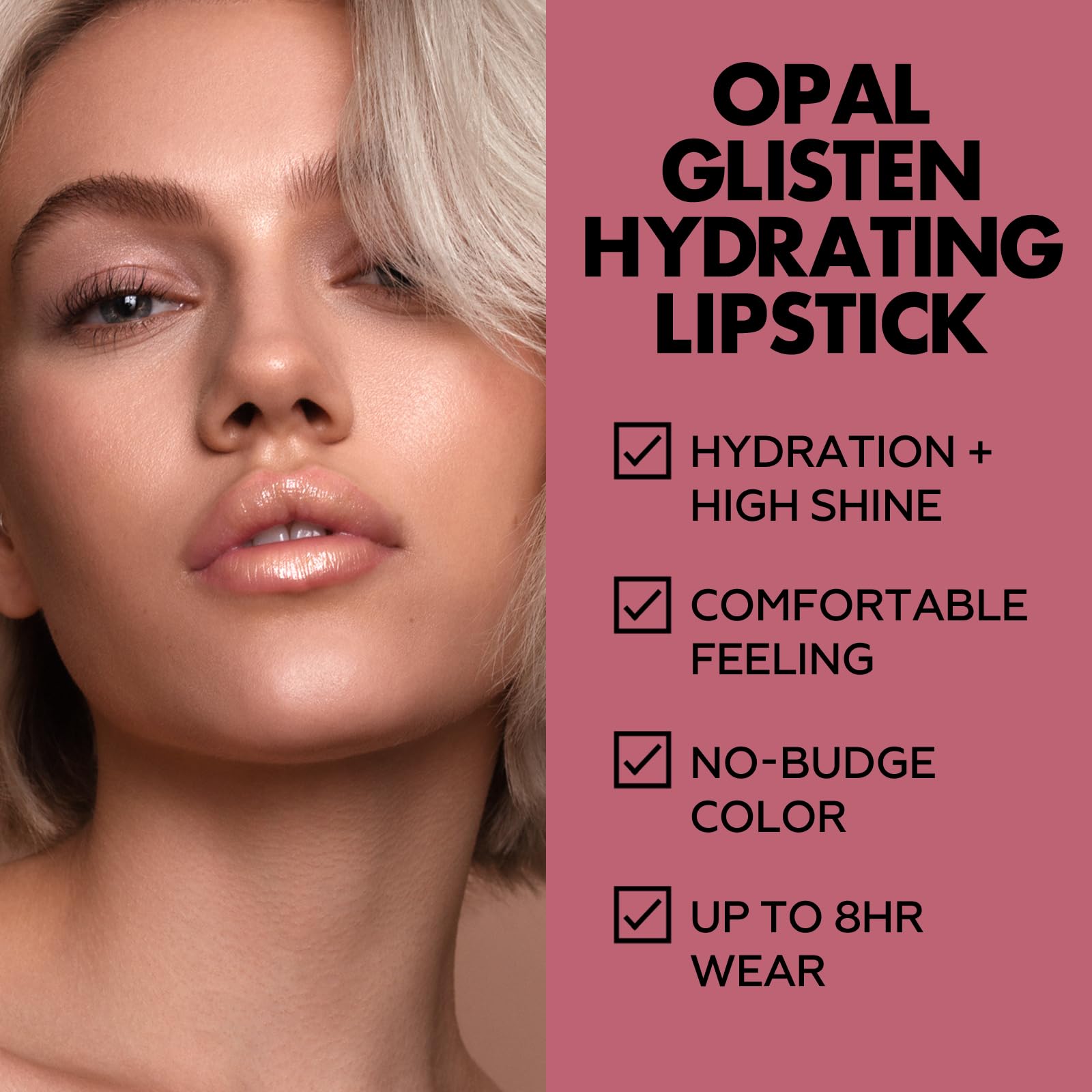 FOCALLURE Sweet Karma applied on lips demonstrating fuller, luminous look