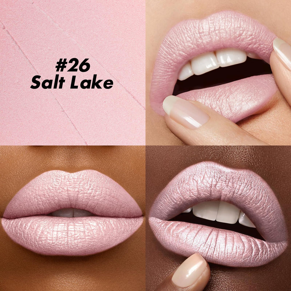 FOCALLURE swatch on arm displaying shade Salt Lake and true-to-color payoff benefit
