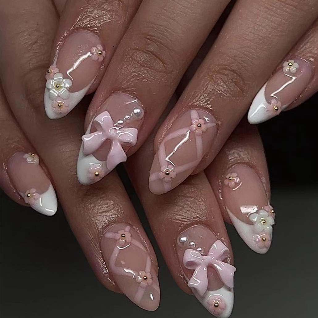 Foccna front packaging showing 24-piece pink rhinestone set and glossy finish benefit