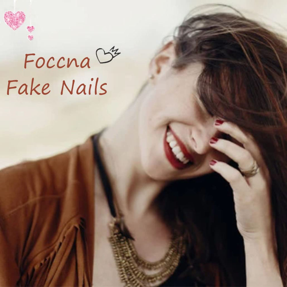 Foccna nails in use on hands showing wearable short square style