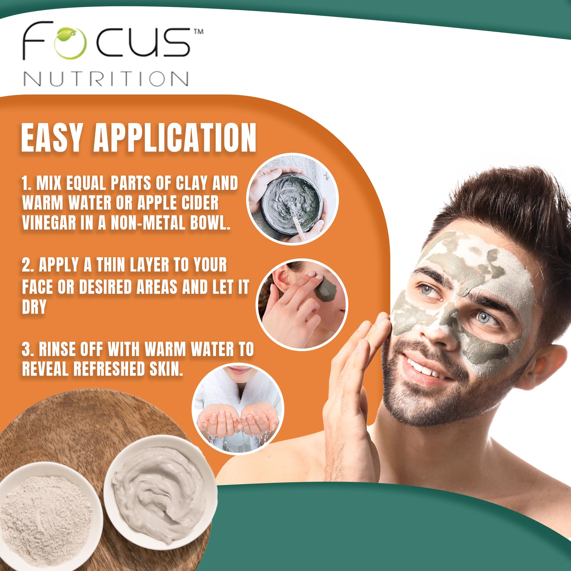 Focus Nutrition bowl with mixed clay paste demonstrating easy DIY mixing