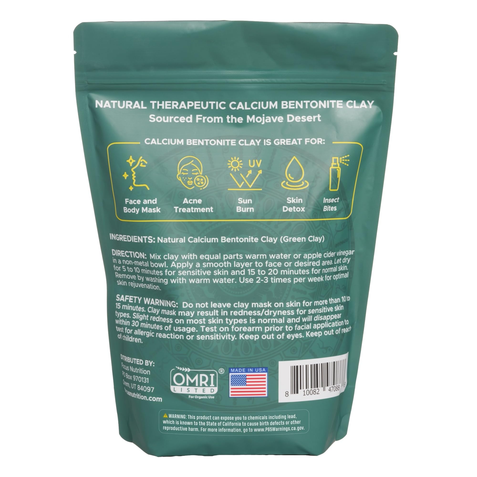 Focus Nutrition open bag with loose powder ready to scoop for masks