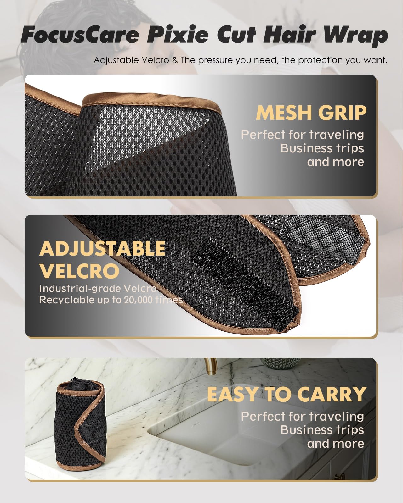 FocusCare folded beside ruler to show compact size and easy travel storage
