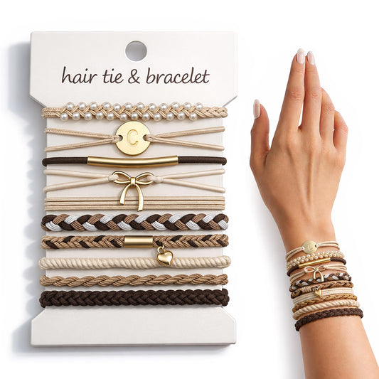 Fohufo front packaging showing 10-piece letter C scrunchie set and convenience