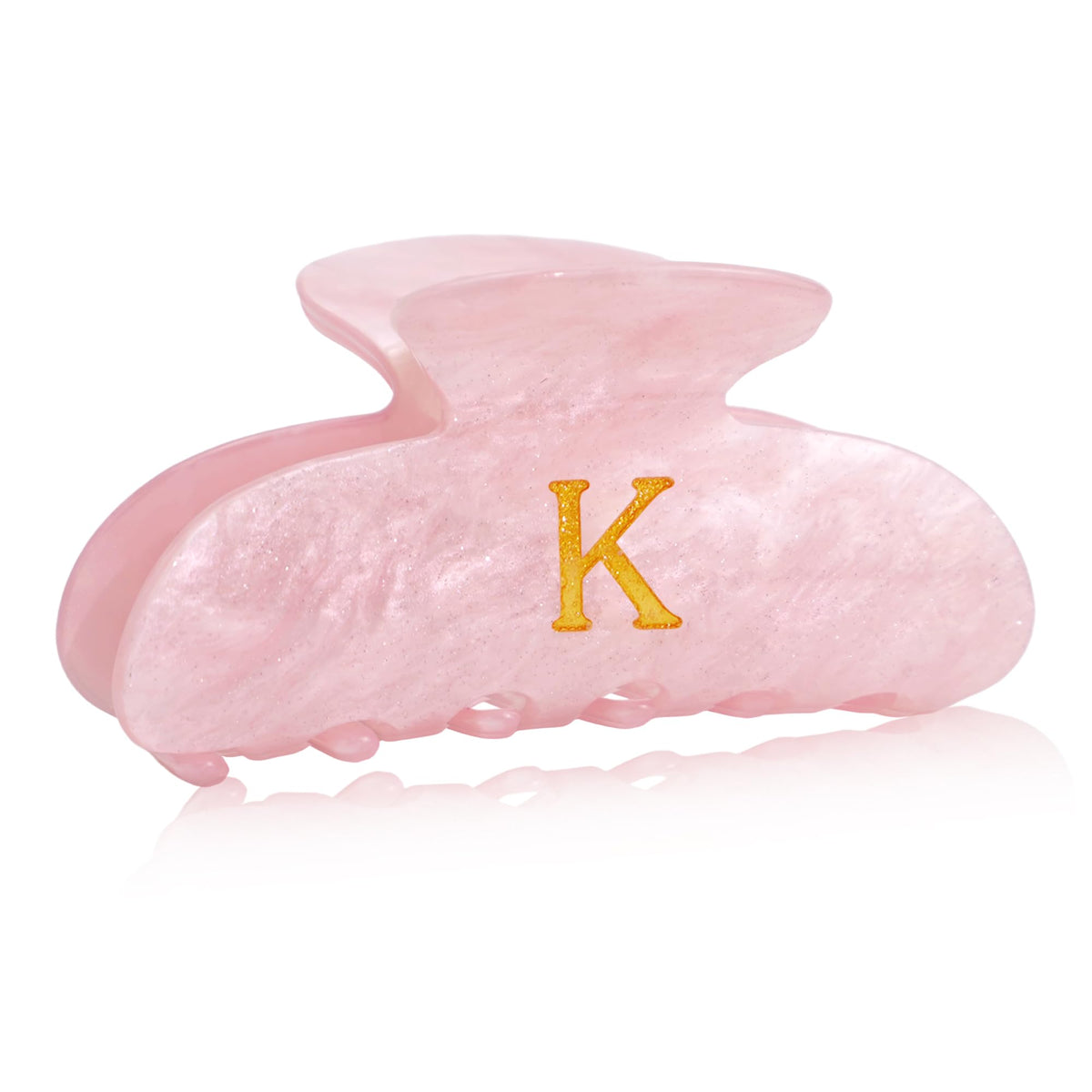 Fohufo front view showing pink K letter clip, elegant everyday polish