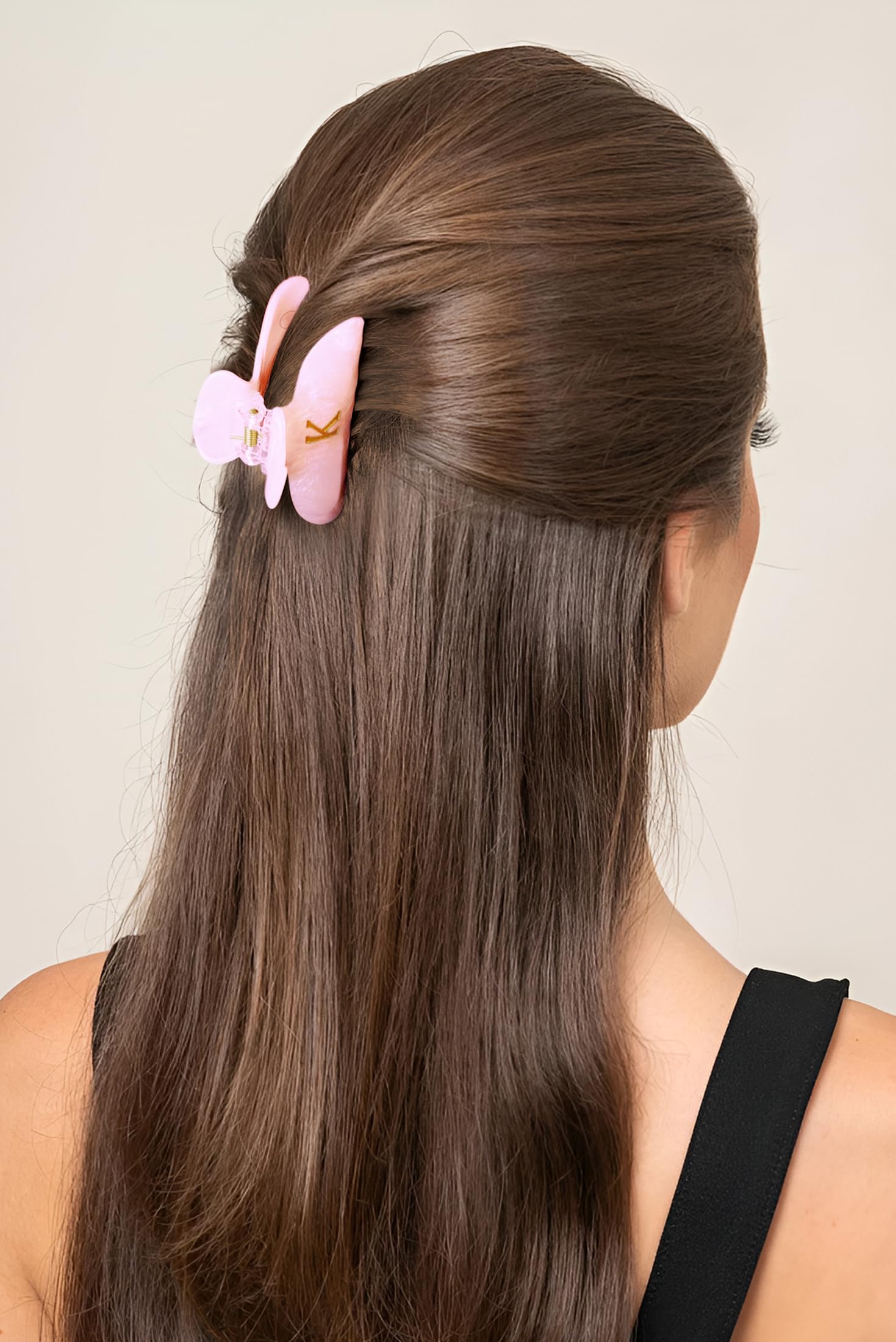Fohufo side profile of pink clip highlighting sturdy acrylic and grip