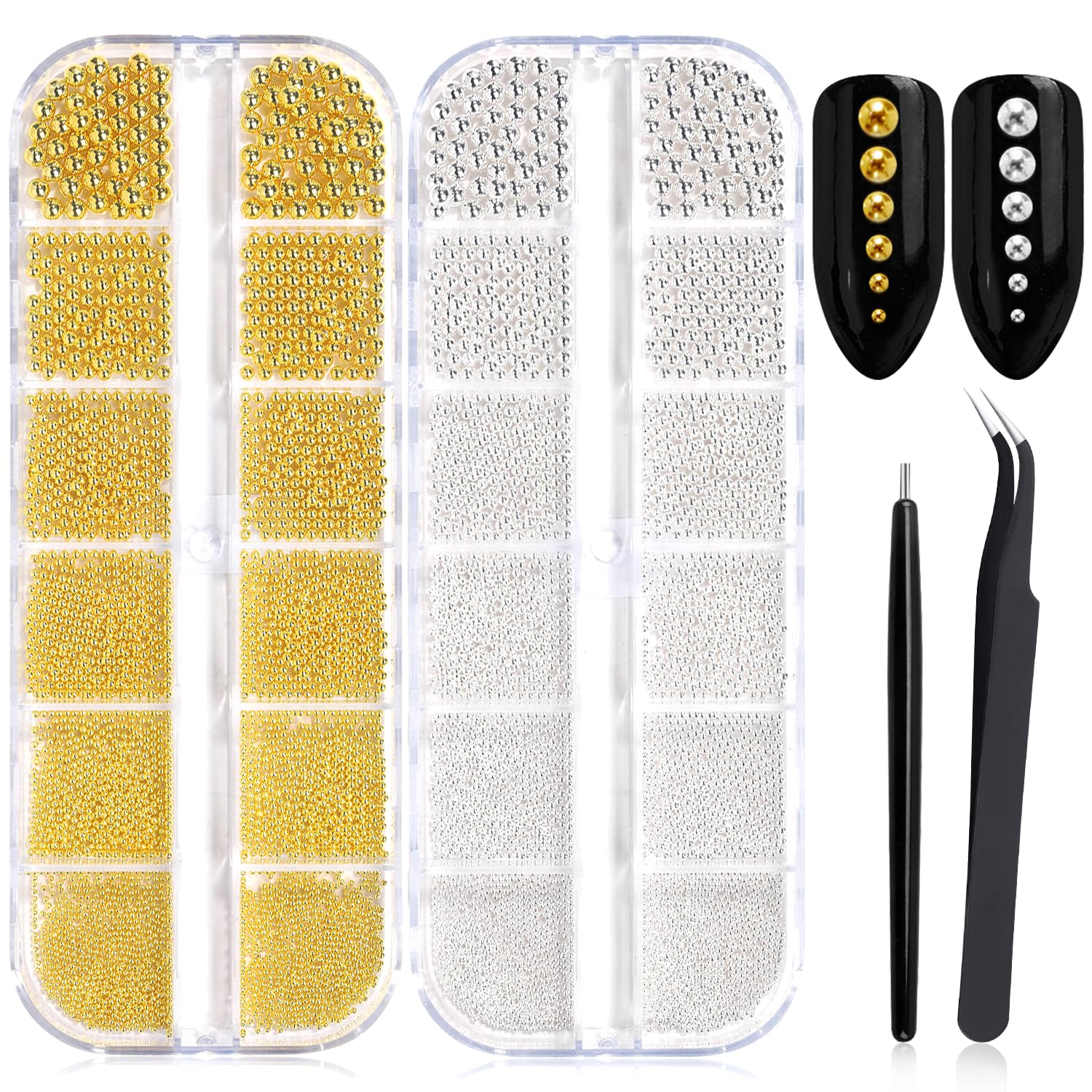 Fokostar front packaging showing two clear boxes and metallic beads, ideal for organized storage
