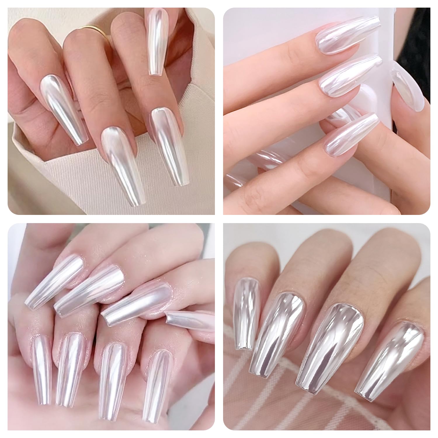 Fokostar nail before and after chrome finish illustrating dramatic mirror effect benefit