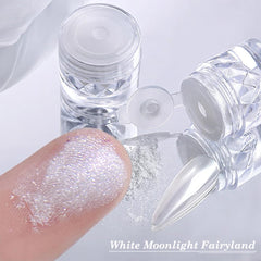 Fokostar applied on nails over white base showing bright mirror-white reflection