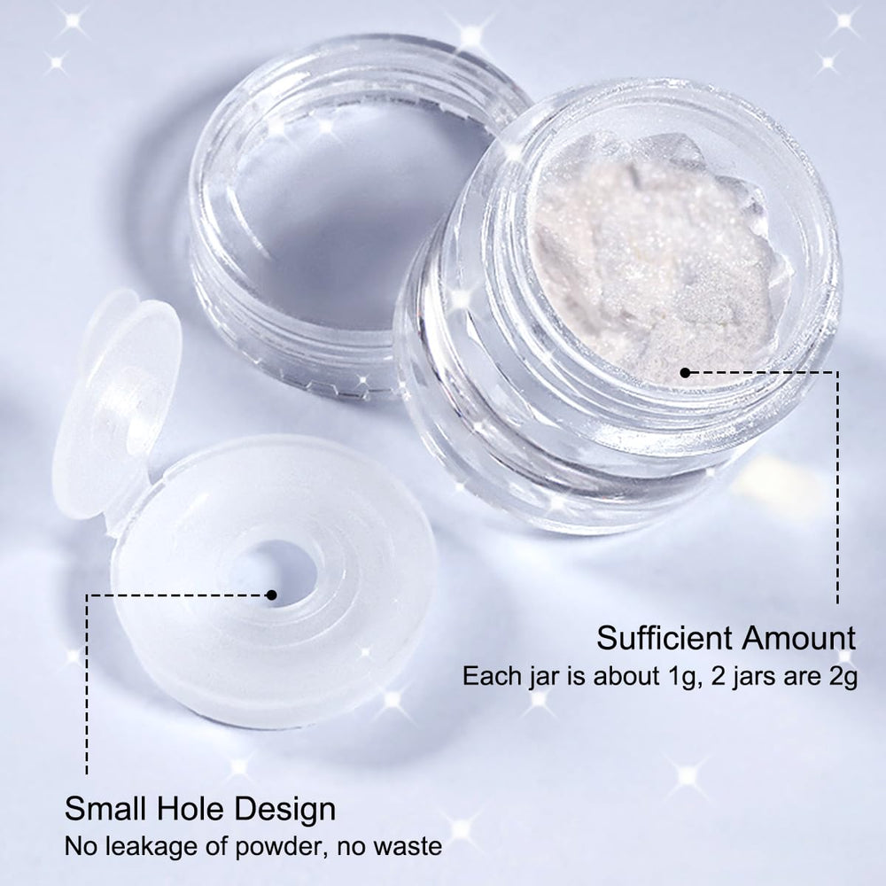 Fokostar powder on fingertip beside ruler to show jar size and scale