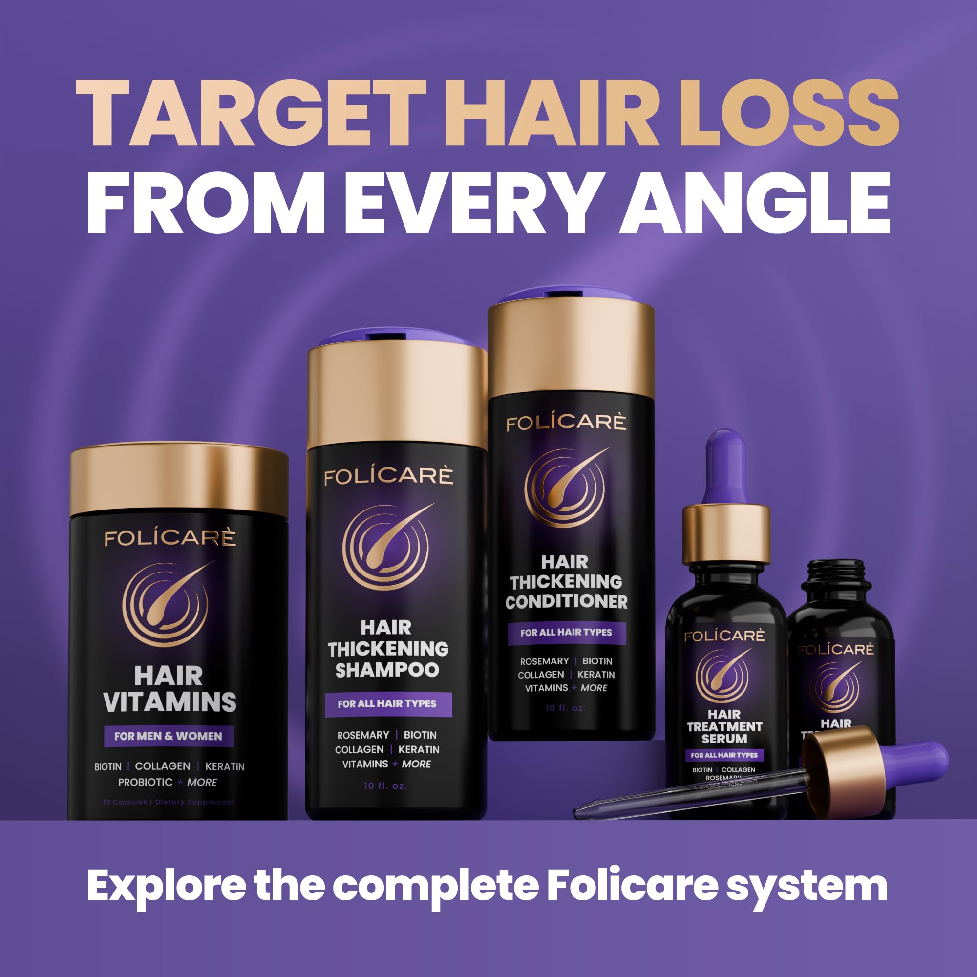 FOLICARE before and after hair comparison showing fuller-looking results