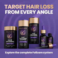 FOLICARE before and after hair comparison showing fuller-looking results