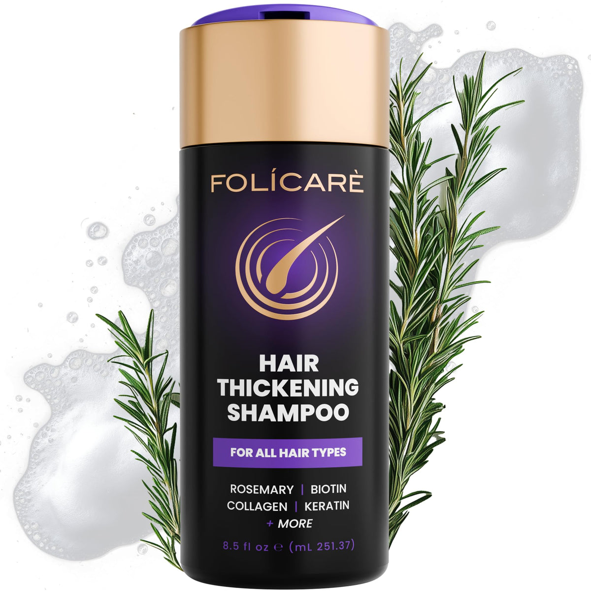FOLICARE front bottle view showing label and volume benefits