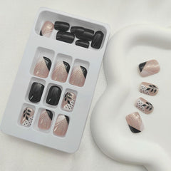 FOLONRAL close view of black-and-white French tip nails highlighting clean, modern contrast