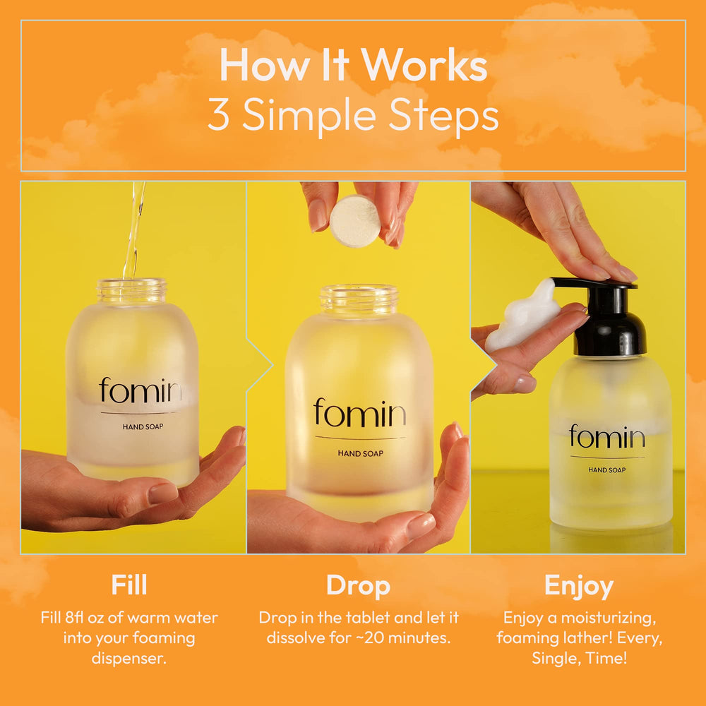 FOMIN tablet dissolving in dispenser for quick refill benefit