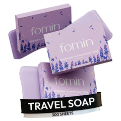 FOMIN front packaging showing lavender sheets and compact refill benefit